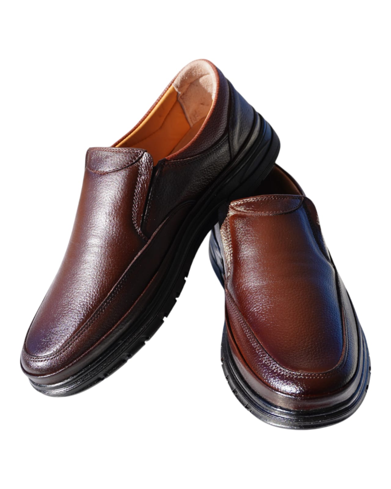 HON'S Siyah Erkek Ayakkabı Hakiki Deri Bağcıksız Kauçuk Taban Topuk-jelli-ortopedik-tabanlık 40/47 Hsa001