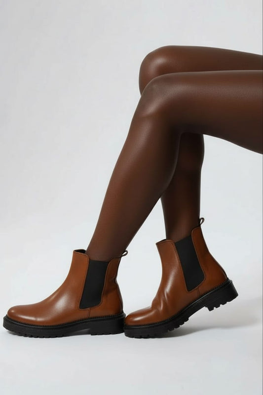 HON’S Hakiki Deri Kadın Chelsea Bot – Kaydırmaz Kalın Taban,