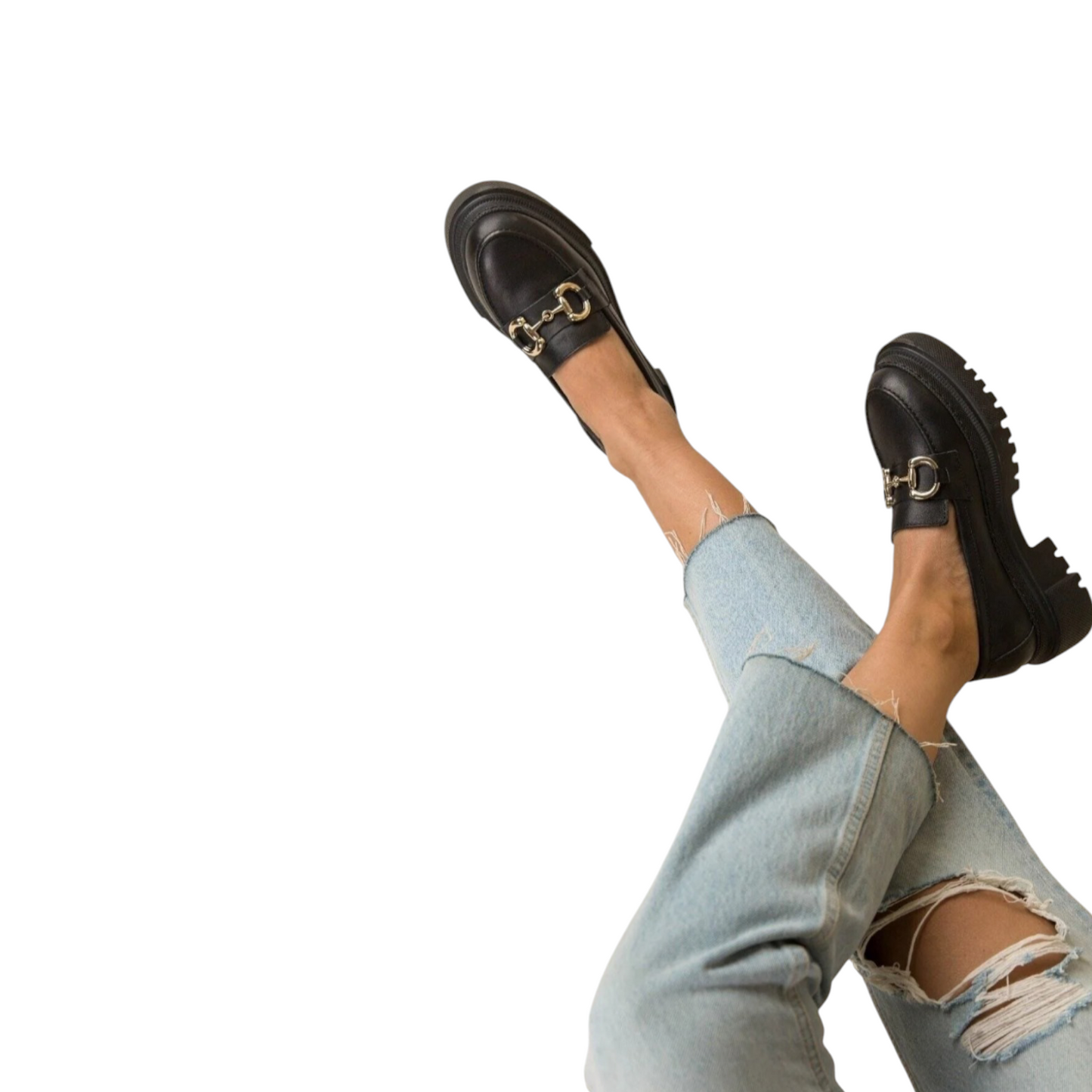 HON'S Siyah Kadın ayakkabı loafer tokalı kaymaz taban