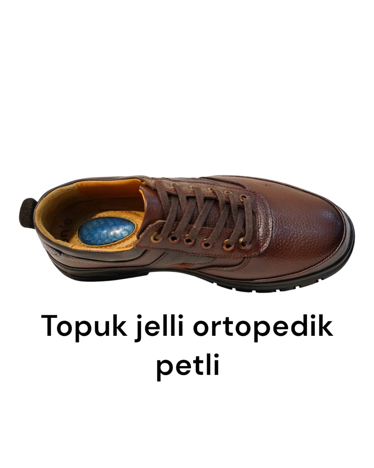 HON'S Kahverengi Erkek Deri Ayakkabı Hakiki Deri Bagcıklı Ortopedik Jelli Tabanlıklı HSA002