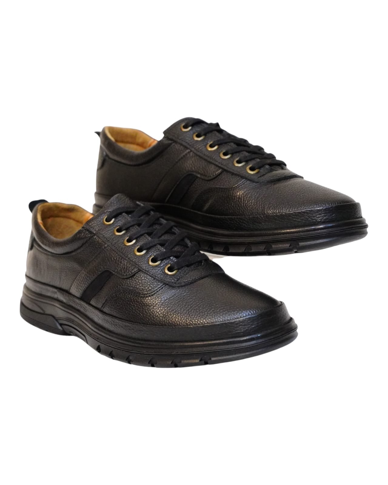 HON'S Siyah  Erkek Deri Ayakkabı Hakiki Deri Bagcıklı Ortopedik Jelli Tabanlıklı HSA002