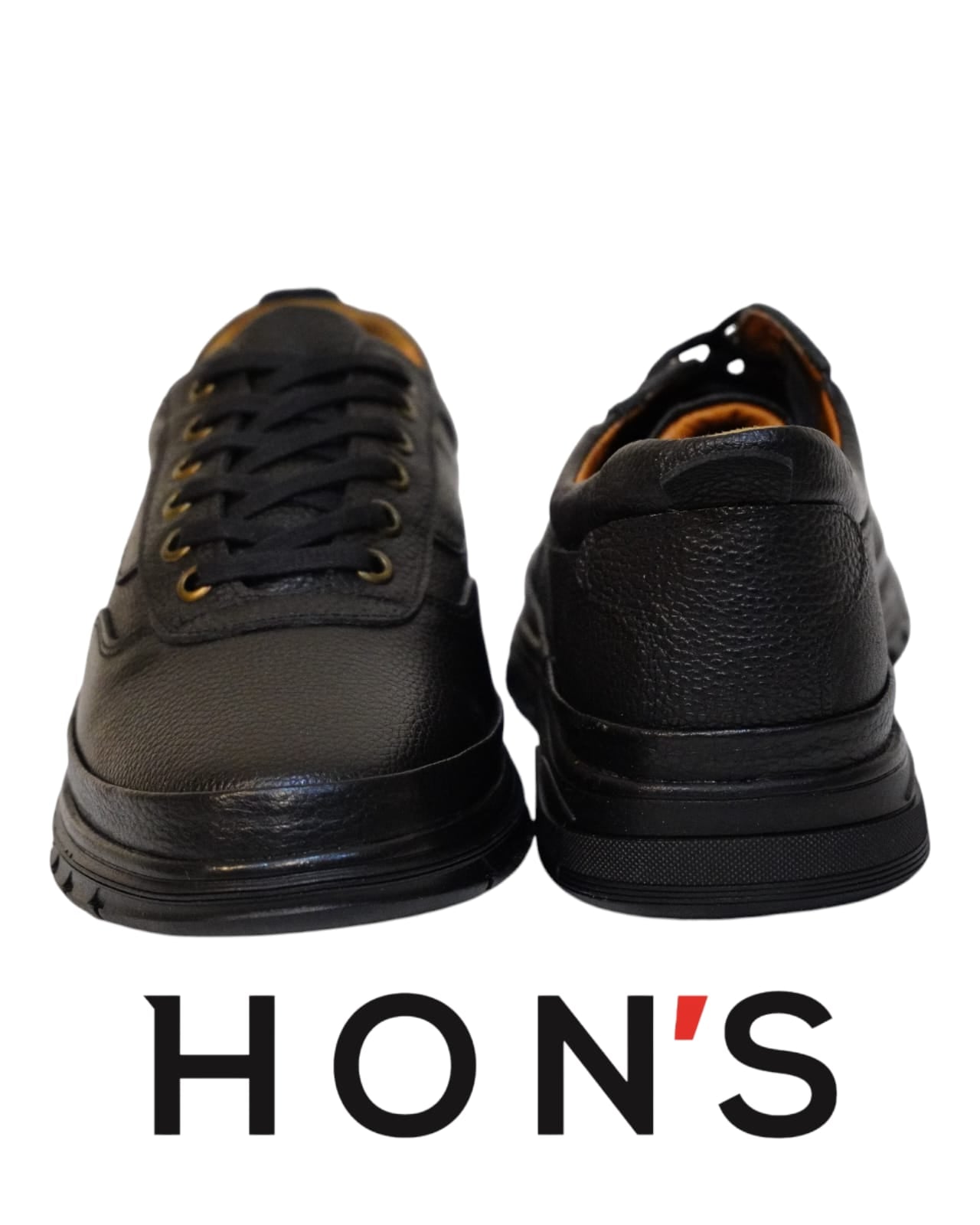 HON'S Siyah  Erkek Deri Ayakkabı Hakiki Deri Bagcıklı Ortopedik Jelli Tabanlıklı HSA002