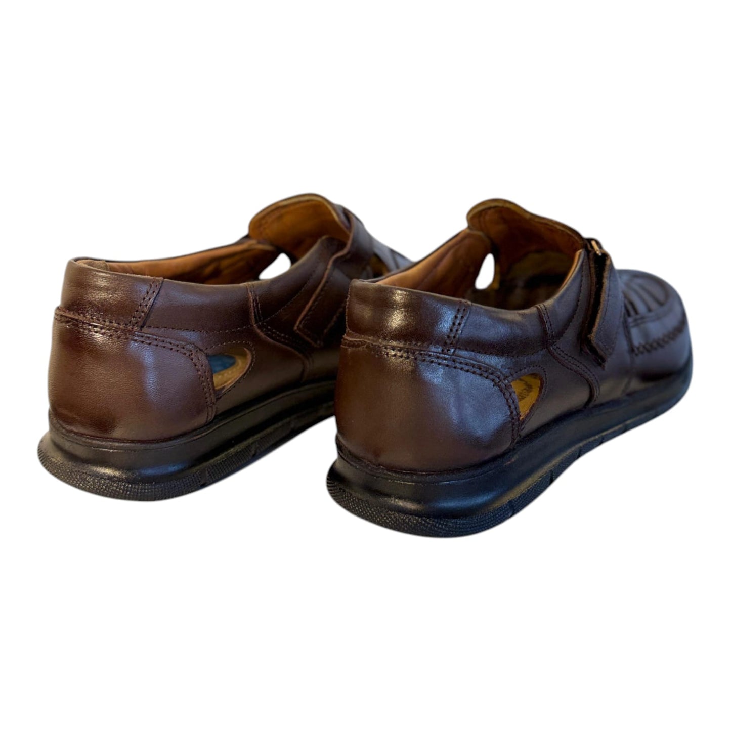 ComfortStep Erkek Hakiki Deri Sandalet – Ortopedik Jel Tabanlı, İç Dış Deri, Polirüretan Taban, Cırtlı, Rahat Yazlık Günlük Ayakkabı