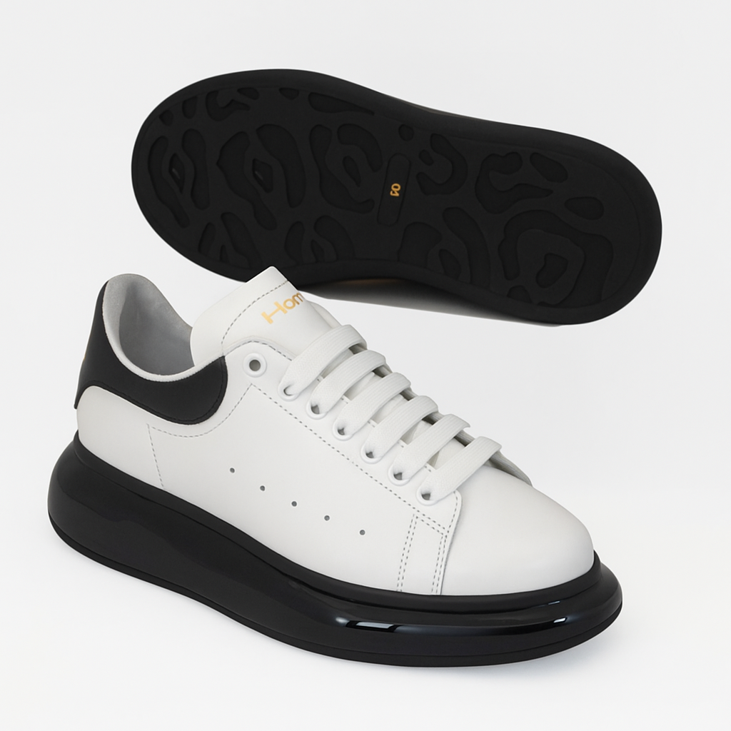 HON'S CITY CORE Erkek Spor Ayakkabı – Hakiki Deri, Air Taban, Bağcıklı, Günlük Kullanım için Rahat ve Şık Sneaker