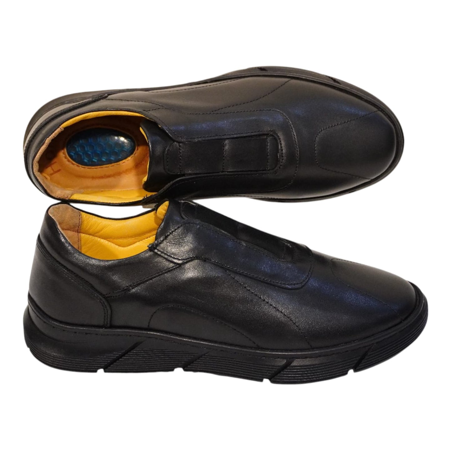 HON'S Hakiki Iç Dış Deri Ortopedik topuk jejli tabanlik Siyah Erkek Ayakkabı (hsa004 ) Bagciksiz