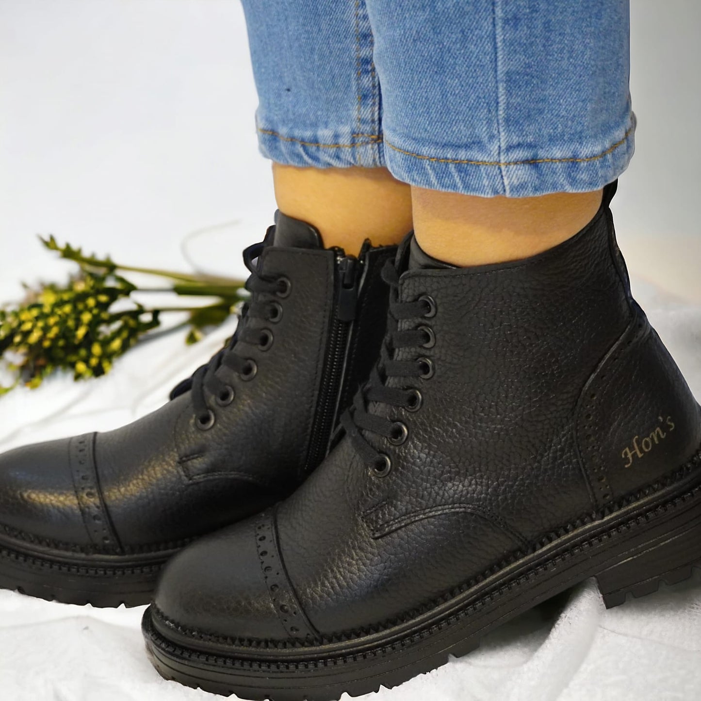HON'S Hakiki Deri Kadın Bot , Su Geçirmez Bot Kaymaz Taban , Kışlık Bot  Premium Seri ( HSA006 )