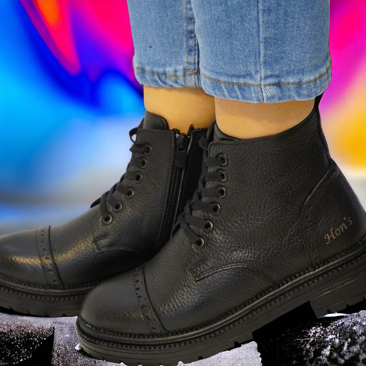 HON'S Hakiki Deri Kadın Bot , Su Geçirmez Bot Kaymaz Taban , Kışlık Bot  Premium Seri ( HSA006 )