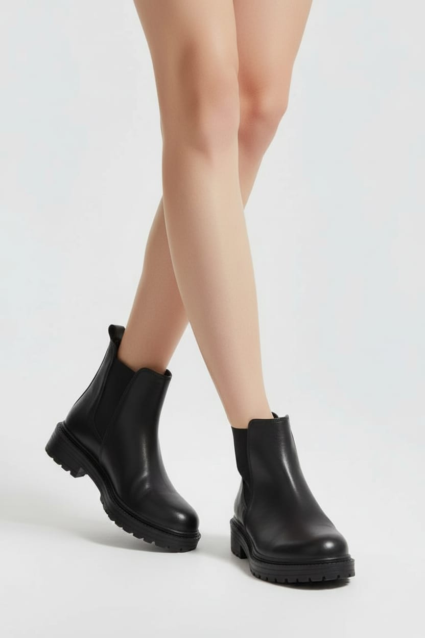 HON’S Hakiki Deri Kadın Chelsea Bot – Kaydırmaz Kalın Taban,