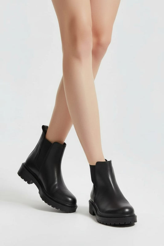 HON’S Hakiki Deri Kadın Chelsea Bot – Kaydırmaz Kalın Taban,